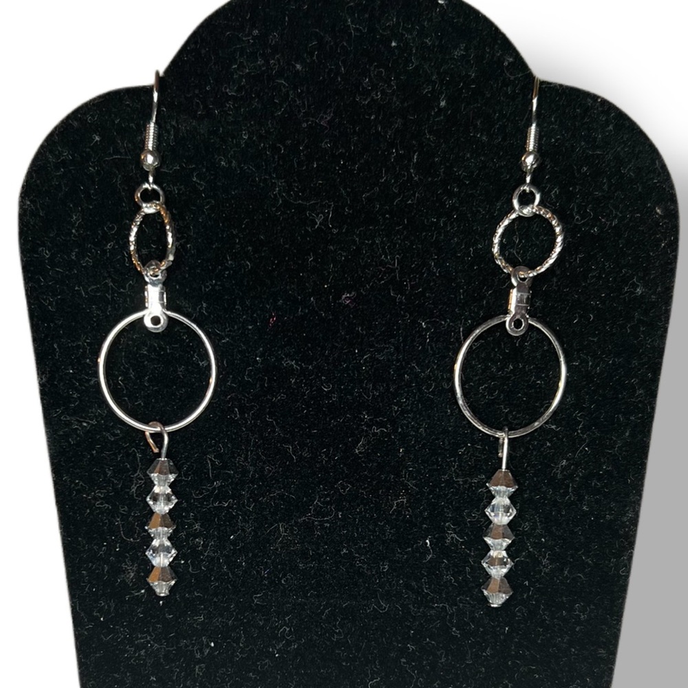 Handmade Earrings with Silver Swarovski Crystal Beads